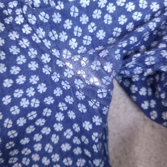 Old Navy Shirt Mens‎ Medium Slim Fit Blue Geometric Long Sleeve Button Down - Picture 8 of 14